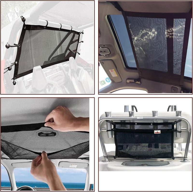 SUNOOM Upgrade Boat Storage Bag,Mesh Suspended Storage Organizer, Cargo Net Pocket Organizer Pouch Bag,Boat,Truck SUV Travel Long Road Trip Camping Interior Accessories with 6 pcs Elastic Ring (16 INCH) - Image 5